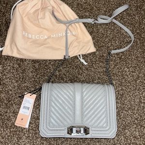 Rebecca Minkoff Chevron Quilted Small Love
Crossbody Bag in Perla